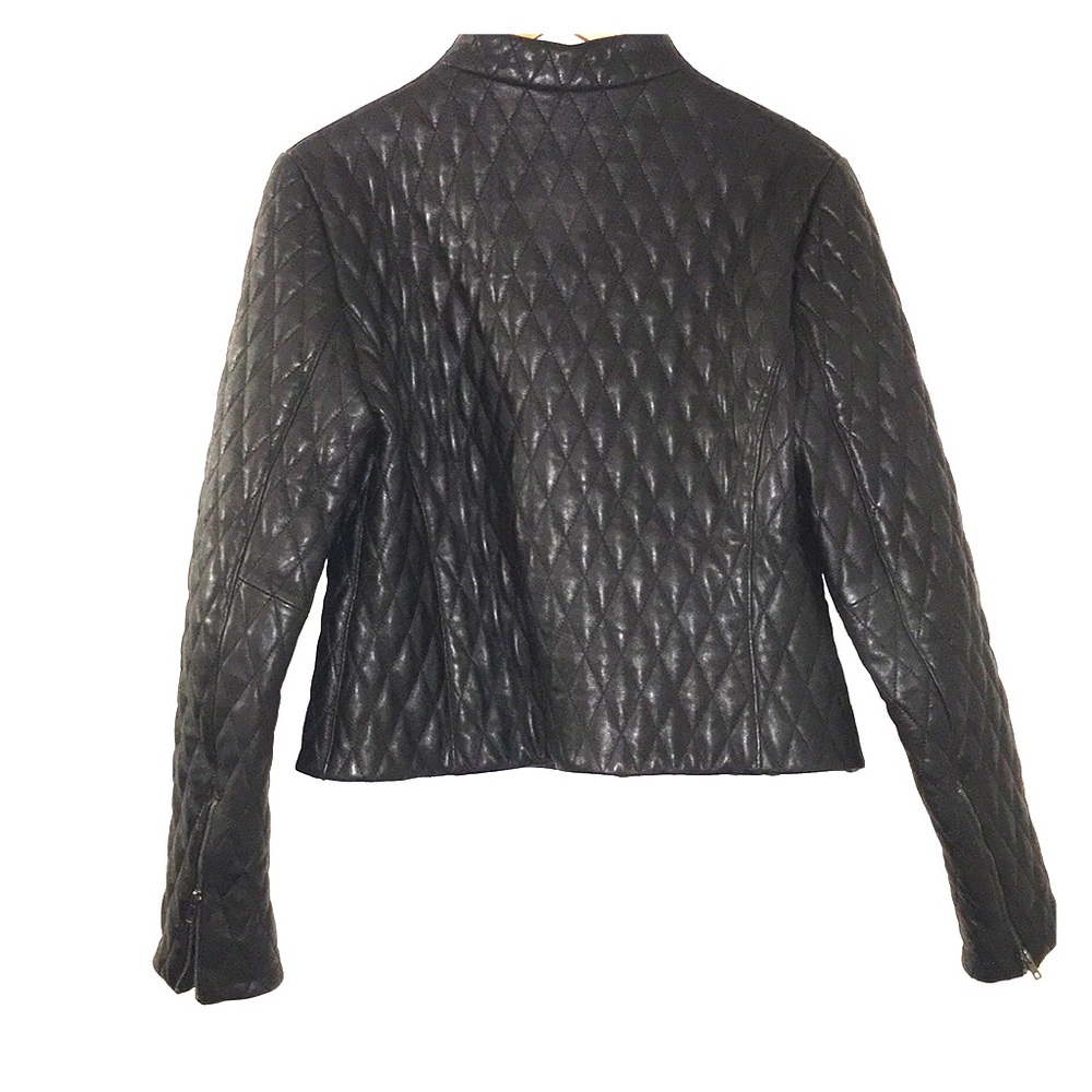 JONES NY creamy quilted black leather jack… - Picture 2 of 8